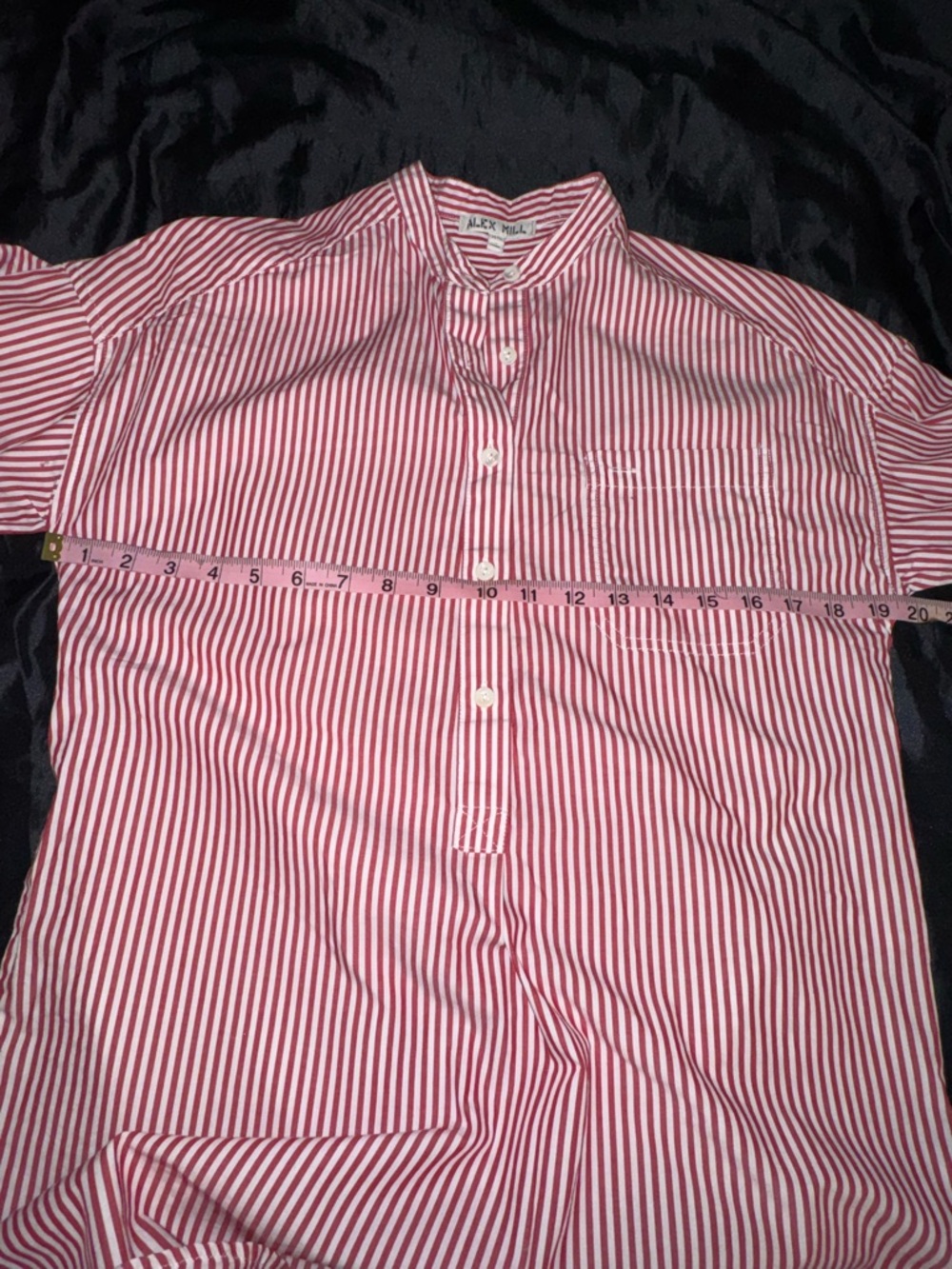 Alex Mill Red White Striped Cotton Popover Tunic Blouse Long Sleeve Pocket Top - Picture 5 of 7